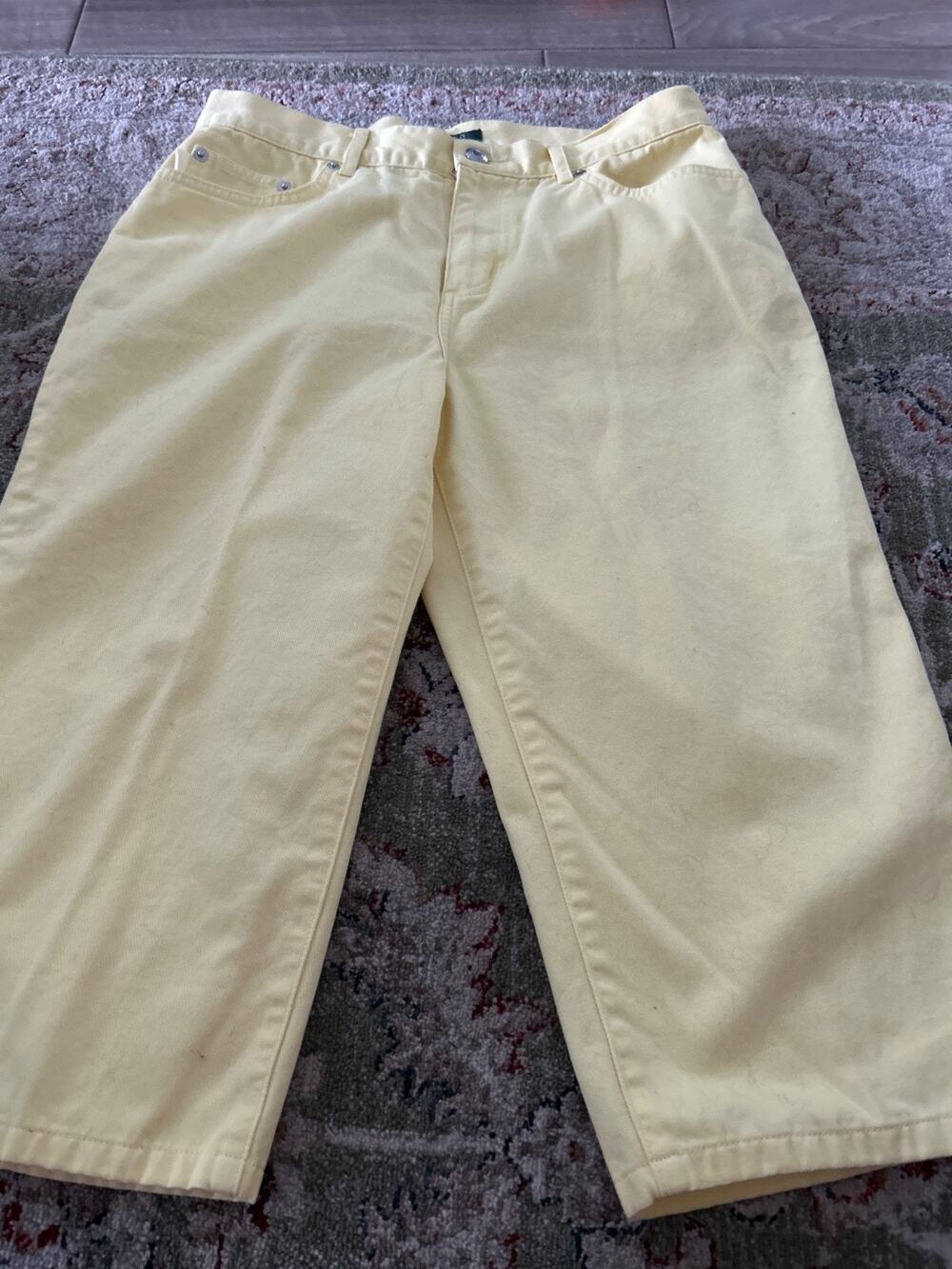 Lauren Ralph Lauren Yellow Cropped Pants Capris Size 10P Petite Cotton